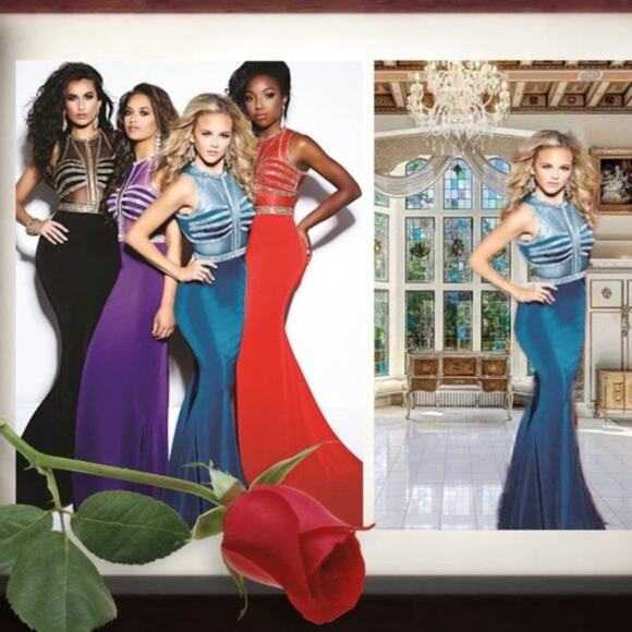 NWT Vienna Prom Purple & Blue Gemstone Embellished Halter Gown, Sz 4 - Picture 1 of 11